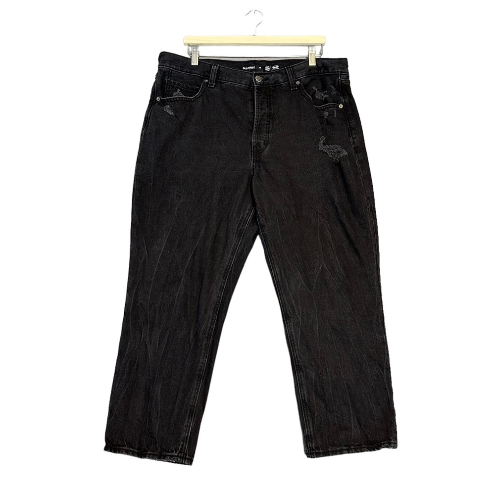 Old Navy | High Rise Slouchy Straight Jeans Black Button Fly Size 16‎ - Picture 2 of 13